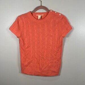 J.CREW Women's Short Sleeved Cashmere Cableknit Sweater Pink Small Cozy Career